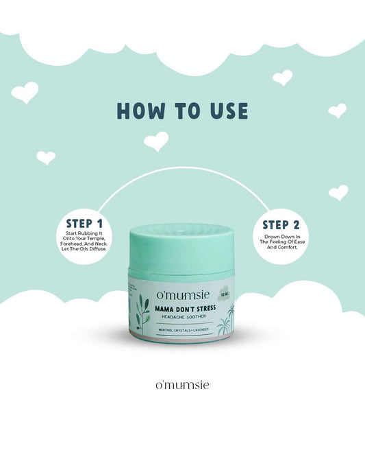 O'mumsie Headache Soother Balm (50g) & Sore Muscle Rub-With Menthol-Pregnancy Safe