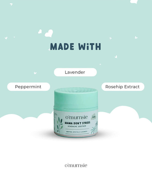 O'mumsie Headache Soother Balm (50g) & Sore Muscle Rub-With Menthol-Pregnancy Safe