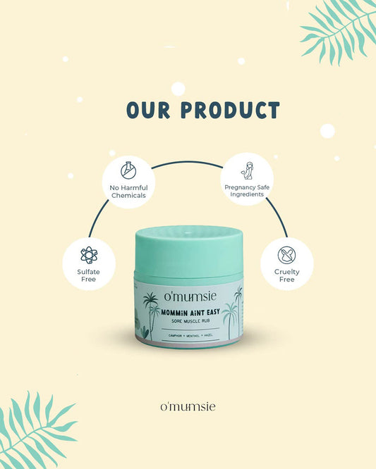 O'mumsie Headache Soother Balm (50g) & Sore Muscle Rub-With Menthol-Pregnancy Safe