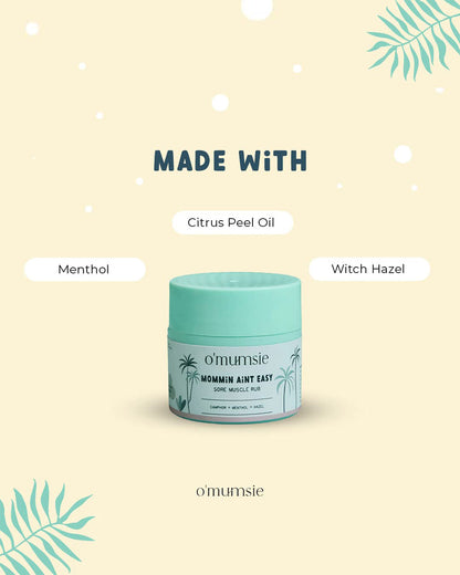 O'mumsie Headache Soother Balm (50g) & Sore Muscle Rub-With Menthol-Pregnancy Safe