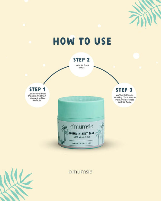 O'mumsie Headache Soother Balm (50g) & Sore Muscle Rub-With Menthol-Pregnancy Safe