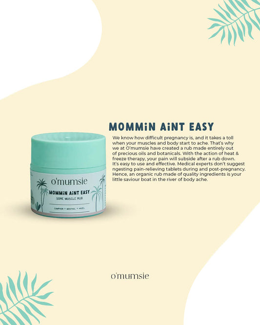 O'mumsie Headache Soother Balm (50g) & Sore Muscle Rub-With Menthol-Pregnancy Safe