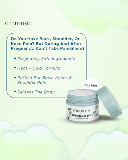 O'mumsie Headache Soother Balm (50g) & Sore Muscle Rub-With Menthol-Pregnancy Safe