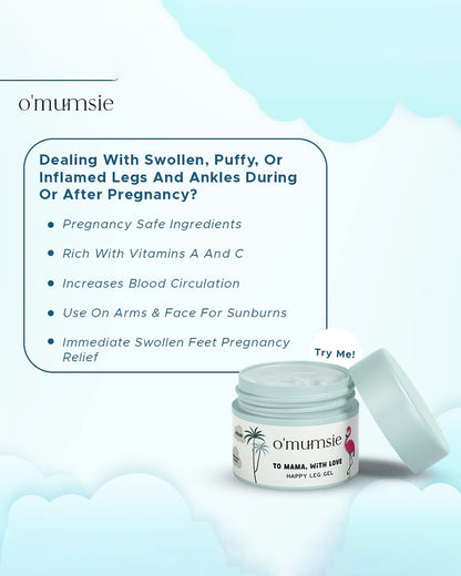 O'mumsie Happy Leg Gel-For Leg Pain Treatment-With Aloe Vera, Cucumber & Spirulina-Pregnancy Safe