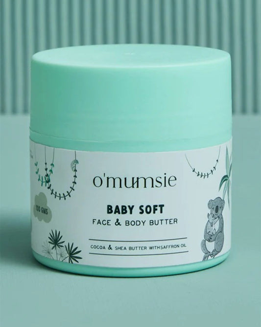 O'mumsie Face & Body Butter Baby Cream (100ml) & O'mumsie No-rinse Body Cleanser-Baby Body Wash (250ml)