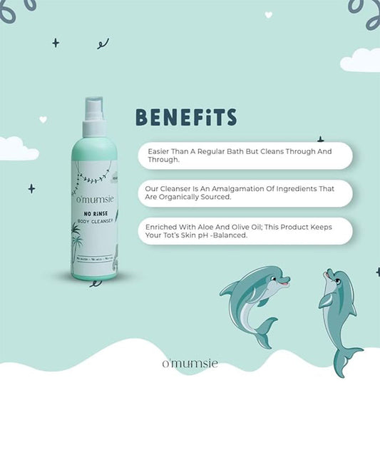 O'mumsie Face & Body Butter Baby Cream (100ml) & O'mumsie No-rinse Body Cleanser-Baby Body Wash (250ml)