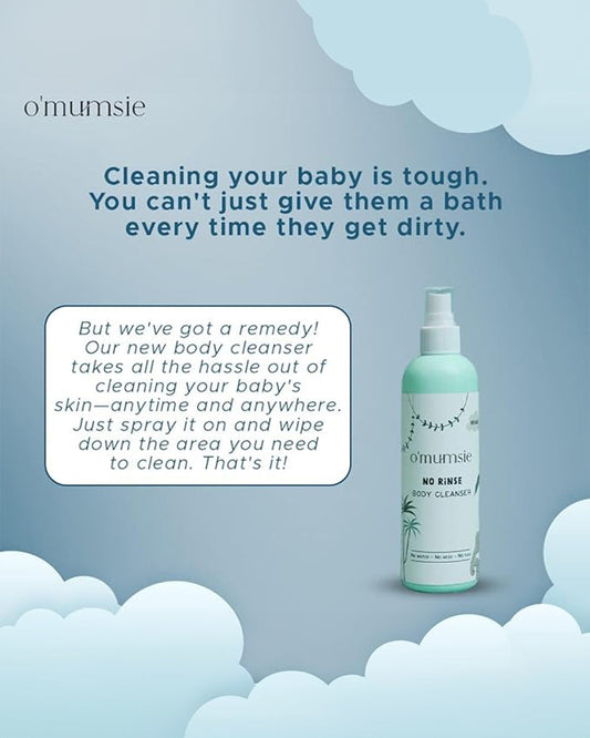 O'mumsie Face & Body Butter Baby Cream (100ml) & O'mumsie No-rinse Body Cleanser-Baby Body Wash (250ml)