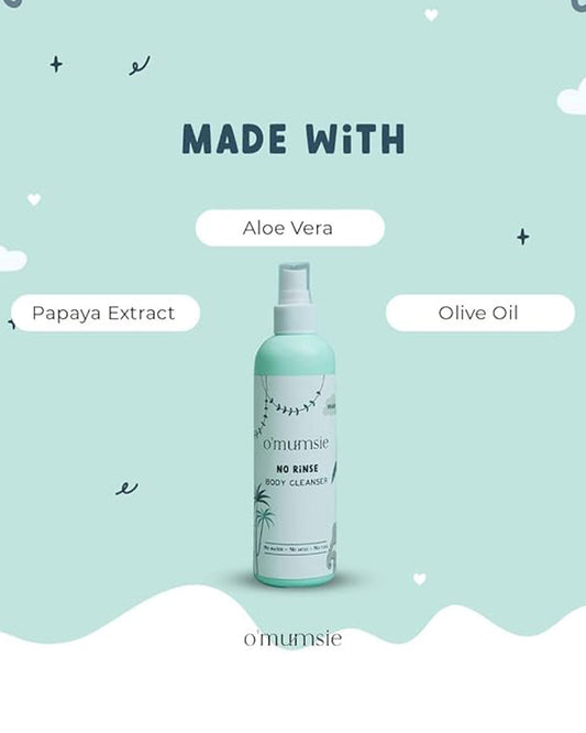 O'mumsie Face & Body Butter Baby Cream (100ml) & O'mumsie No-rinse Body Cleanser-Baby Body Wash (250ml)