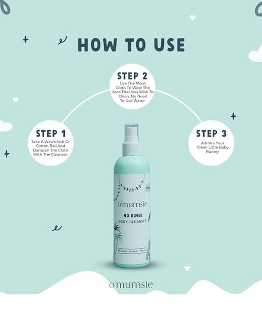 O'mumsie Face & Body Butter Baby Cream (100ml) & O'mumsie No-rinse Body Cleanser-Baby Body Wash (250ml)