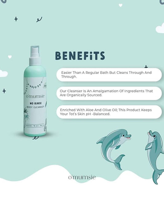 O'mumsie Face & Body Butter Baby Cream (100ml) & O'mumsie No-rinse Body Cleanser-Baby Body Wash (250ml)
