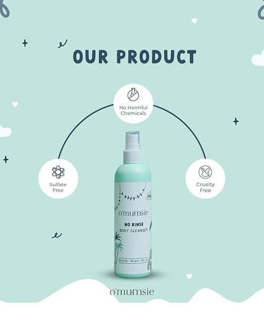 O'mumsie Face & Body Butter Baby Cream (100ml) & O'mumsie No-rinse Body Cleanser-Baby Body Wash (250ml)