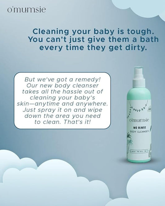 O'mumsie Face & Body Butter Baby Cream (100ml) & O'mumsie No-rinse Body Cleanser-Baby Body Wash (250ml)