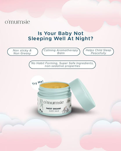 O'mumsie Sweet Dreams Sleepy Balm-Helps Baby Sleep Peacefully-Calming Aromatherapy Balm-Baby Safe