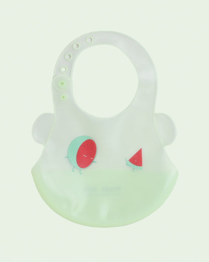 Polka Tots Waterproof Silicone Bib-Watermelon-Adjustable Snap Button-Crumb Catcher-For Feeding Infants