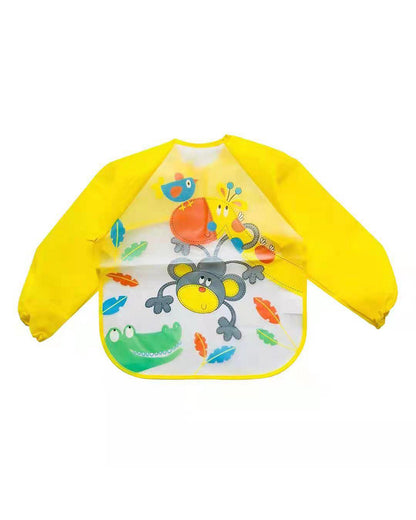 Polka Tots Monkey-Full Sleeves Waterproof Washable Apron Feeding Bib-Adjustable Neck-For Infants