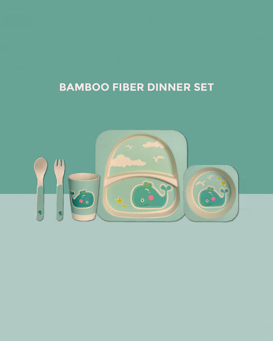 Polka Tots Eco-Friendly Bamboo Fiber Meal Set-Whale-Set of 5-For Feeding Infants