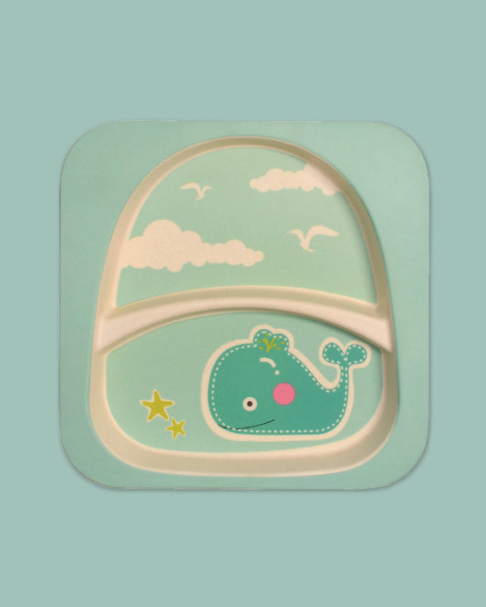 Polka Tots Eco-Friendly Bamboo Fiber Meal Set-Whale-Set of 5-For Feeding Infants
