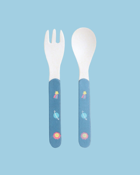Polka Tots Eco-Friendly Bamboo Fiber Meal Set-Space-Set of 5-For Feeding Infants