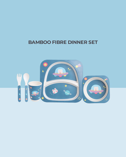 Polka Tots Eco-Friendly Bamboo Fiber Meal Set-Space-Set of 5-For Feeding Infants