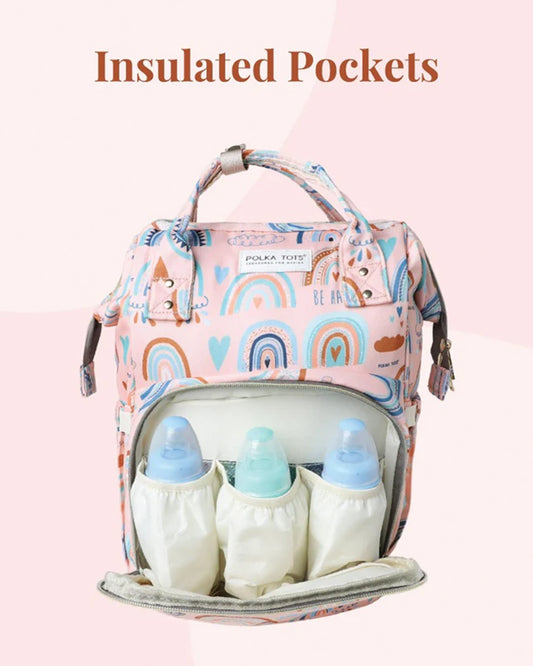 Polka Tots Multi-functional Diaper Bag-Backpack-With Pouch & Stroller Hooks-Rainbow