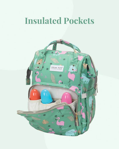 Polka Tots Multi-functional Diaper Bag-Backpack-With Stroller Hooks-Flamingo