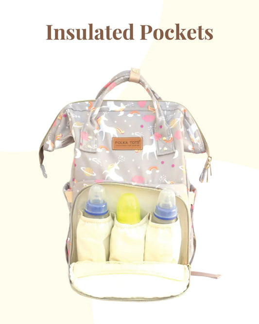 Polka Tots Multi-functional Diaper Bag-Backpack-With Stroller Hooks-Unicorn