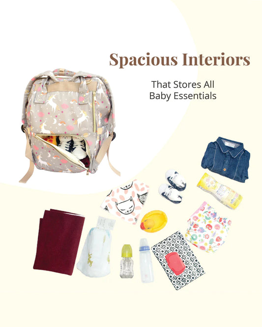 Polka Tots Multi-functional Diaper Bag-Backpack-With Stroller Hooks-Unicorn