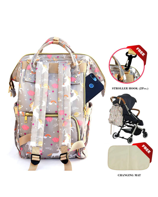 Polka Tots Multi-functional Diaper Bag-Backpack-With Stroller Hooks-Unicorn