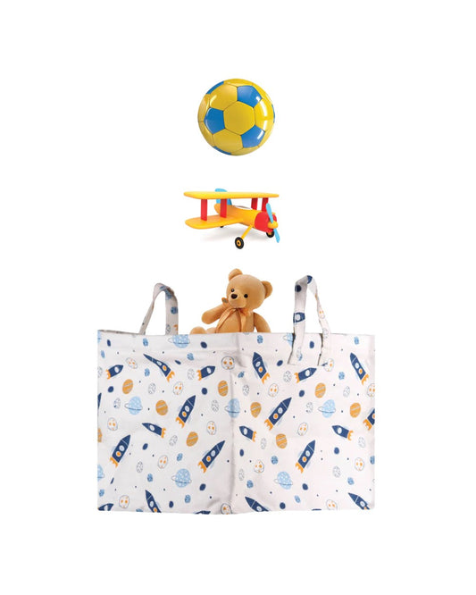 Polka Tots Canvas Storage and Laundry Bag-With Handles-For Clothes & Toys-Space