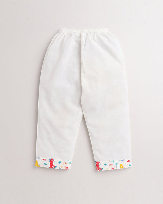 Polka Tots Multicolored Kurta Pajama Set-Animal Printed-Cotton-For Infants