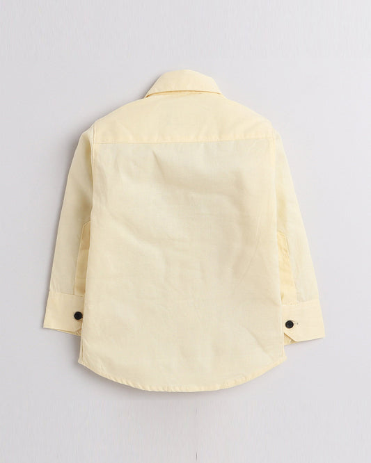 Polka Tots Pastel Yellow Shirt-Printed-Cotton-For Infants