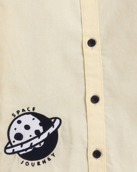 Polka Tots Pastel Yellow Shirt-Printed-Cotton-For Infants