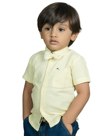 Polka Tots Yellow Shirt-Solid-Cotton-For Infants