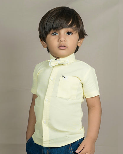 Polka Tots Yellow Shirt-Solid-Cotton-For Infants