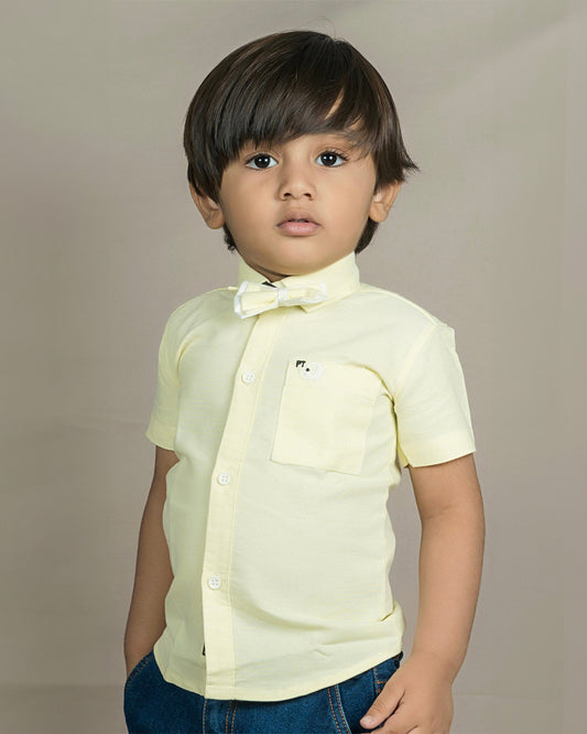 Polka Tots Yellow Shirt-Solid-Cotton-For Infants