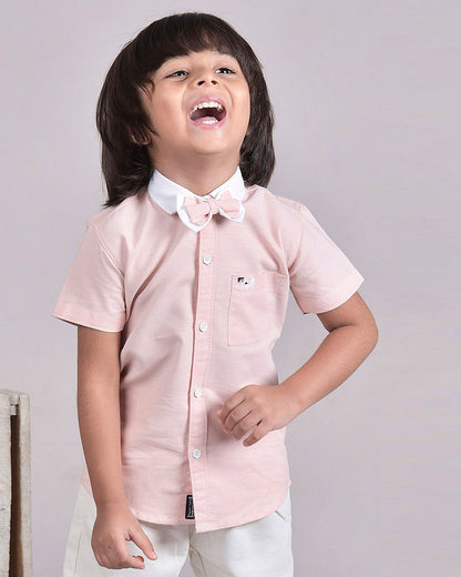 Polka Tots Pink Shirt-Solid-Cotton-For Infants