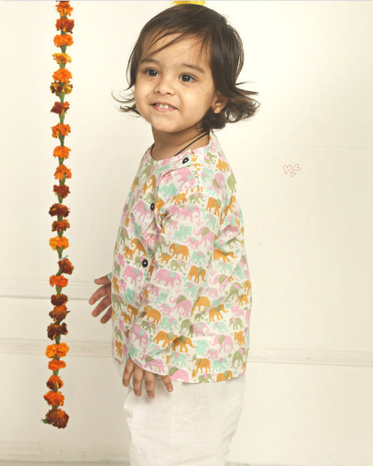 Polka Tots Multicoloured Angrakha Dhoti Set-Embroidered-Cotton-For Infants