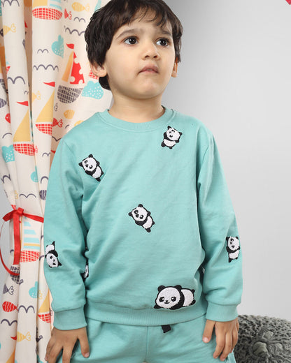 Polka Tots Sea Green Lounge Set-Printed-Cotton-For Infants