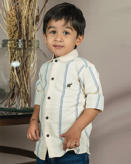 Polka Tots Yellow Shirt-Striped-Cotton-For Infants