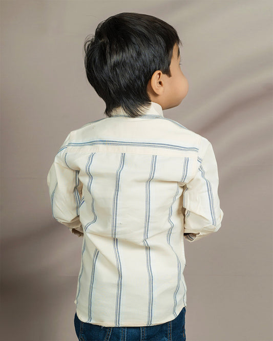 Polka Tots Yellow Shirt-Striped-Cotton-For Infants