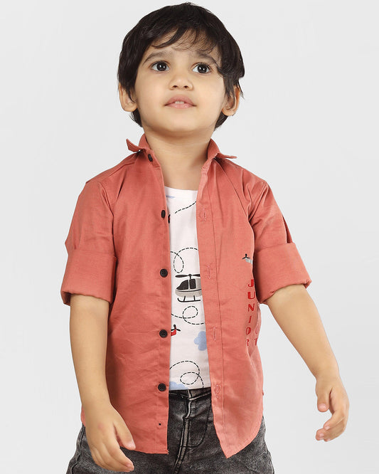 Polka Tots Peach T-Shirt Shirt-Printed-Cotton-For Infants