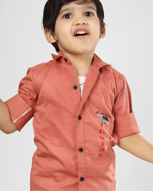 Polka Tots Peach T-Shirt Shirt-Printed-Cotton-For Infants