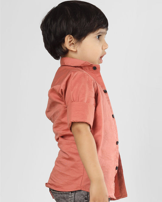 Polka Tots Peach T-Shirt Shirt-Printed-Cotton-For Infants