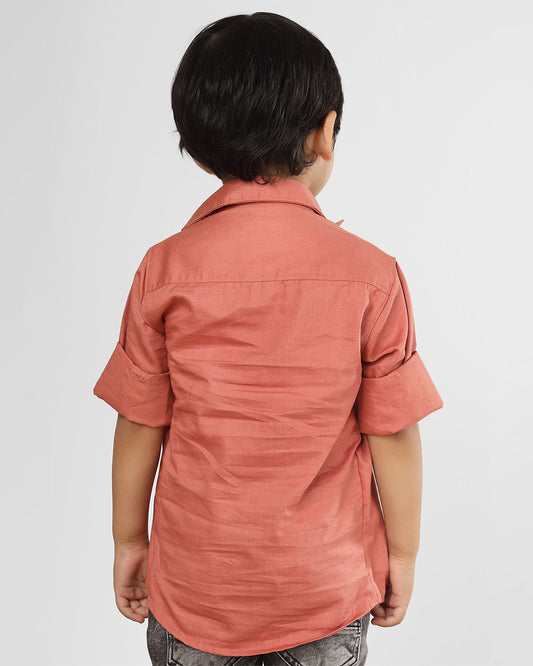 Polka Tots Peach T-Shirt Shirt-Printed-Cotton-For Infants