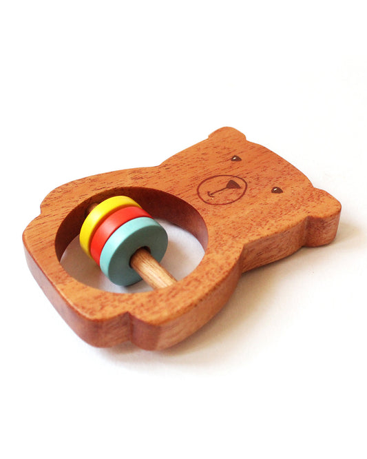 Shumee Bozo The Bear Wooden Teether Rattle Toy-For Infants