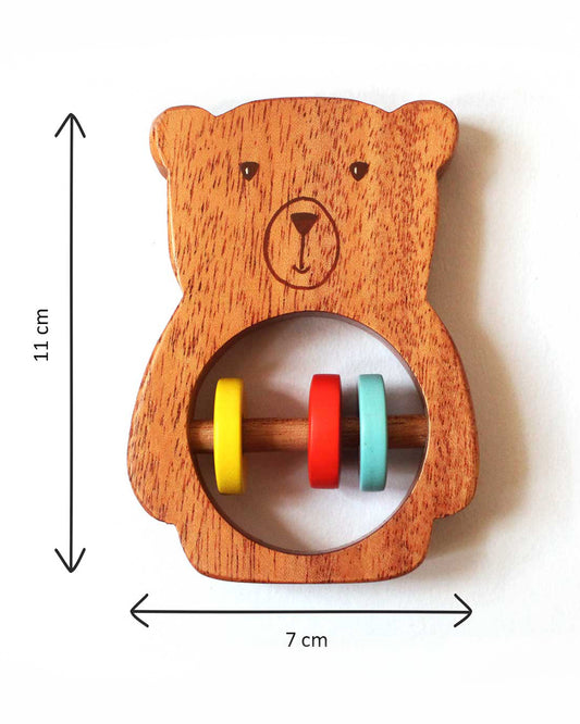 Shumee Bozo The Bear Wooden Teether Rattle Toy-For Infants