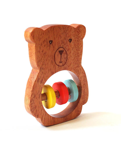 Shumee Bozo The Bear Wooden Teether Rattle Toy-For Infants