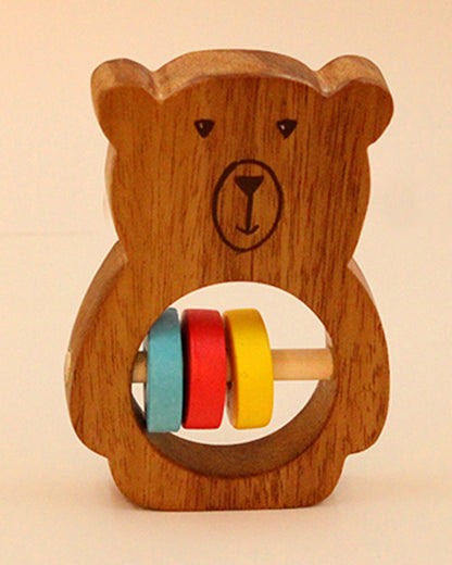 Shumee Bozo The Bear Wooden Teether Rattle Toy-For Infants