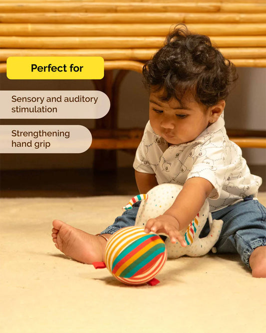 Shumee Ele & Ball Baby Rattle Toy-Improves Auditory & Sensory Stimulation-For Infants