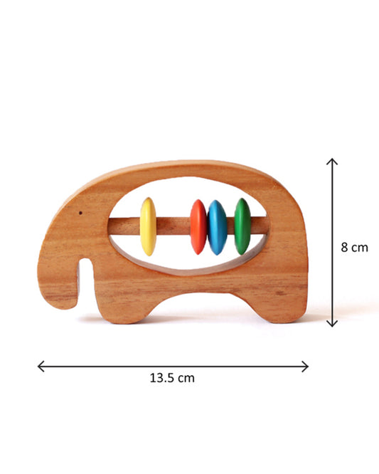 Shumee Ele Neem Wooden Teether Rattle Toy-For Infants